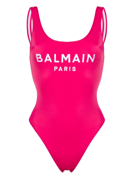 Embroidered-Logo Scoop-Back Swimsuit