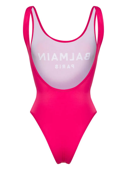 Embroidered-Logo Scoop-Back Swimsuit