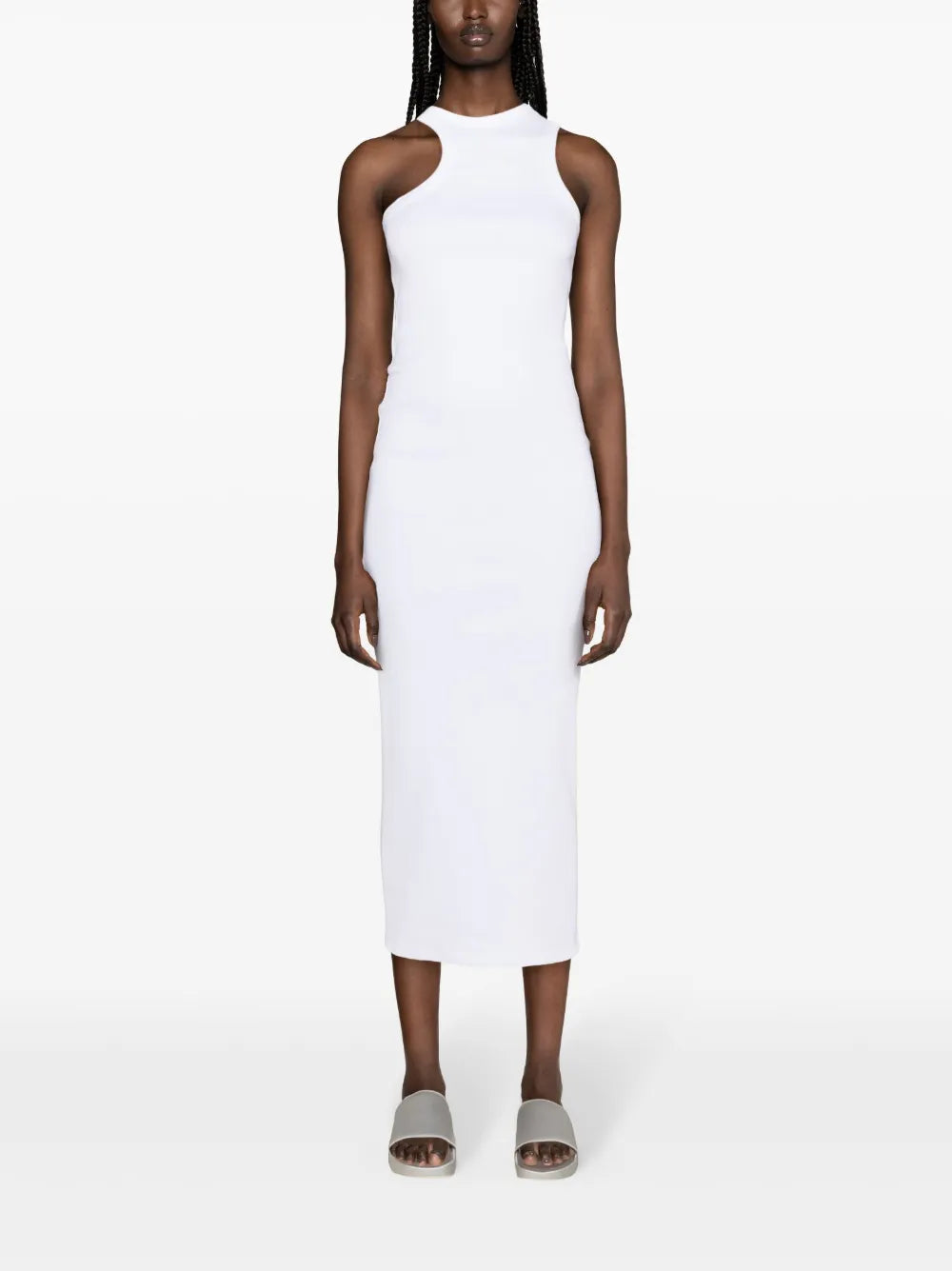 Asymmetric Ribbed Midi Dress