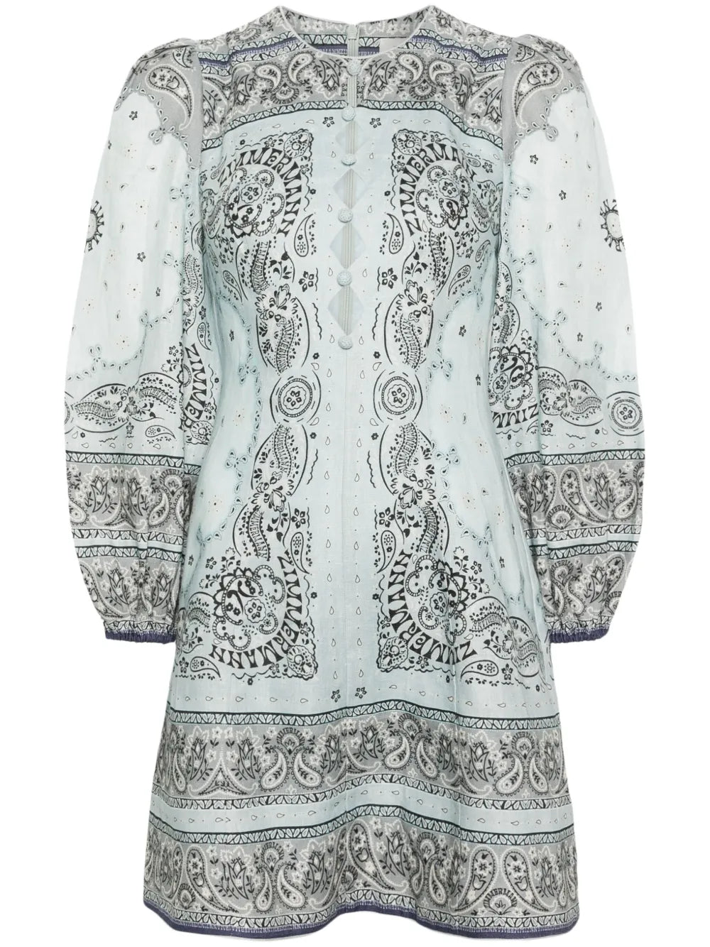 Bandana-Print Linen Minidress