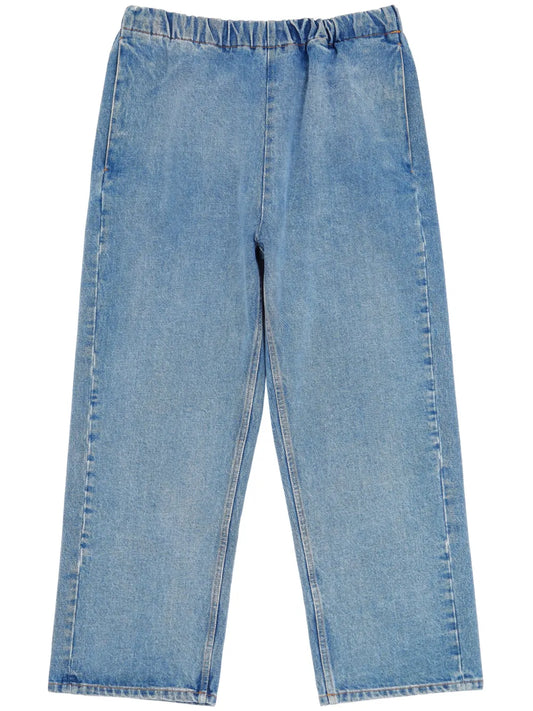 Elasticated-Waist Cotton Cropped Jeans