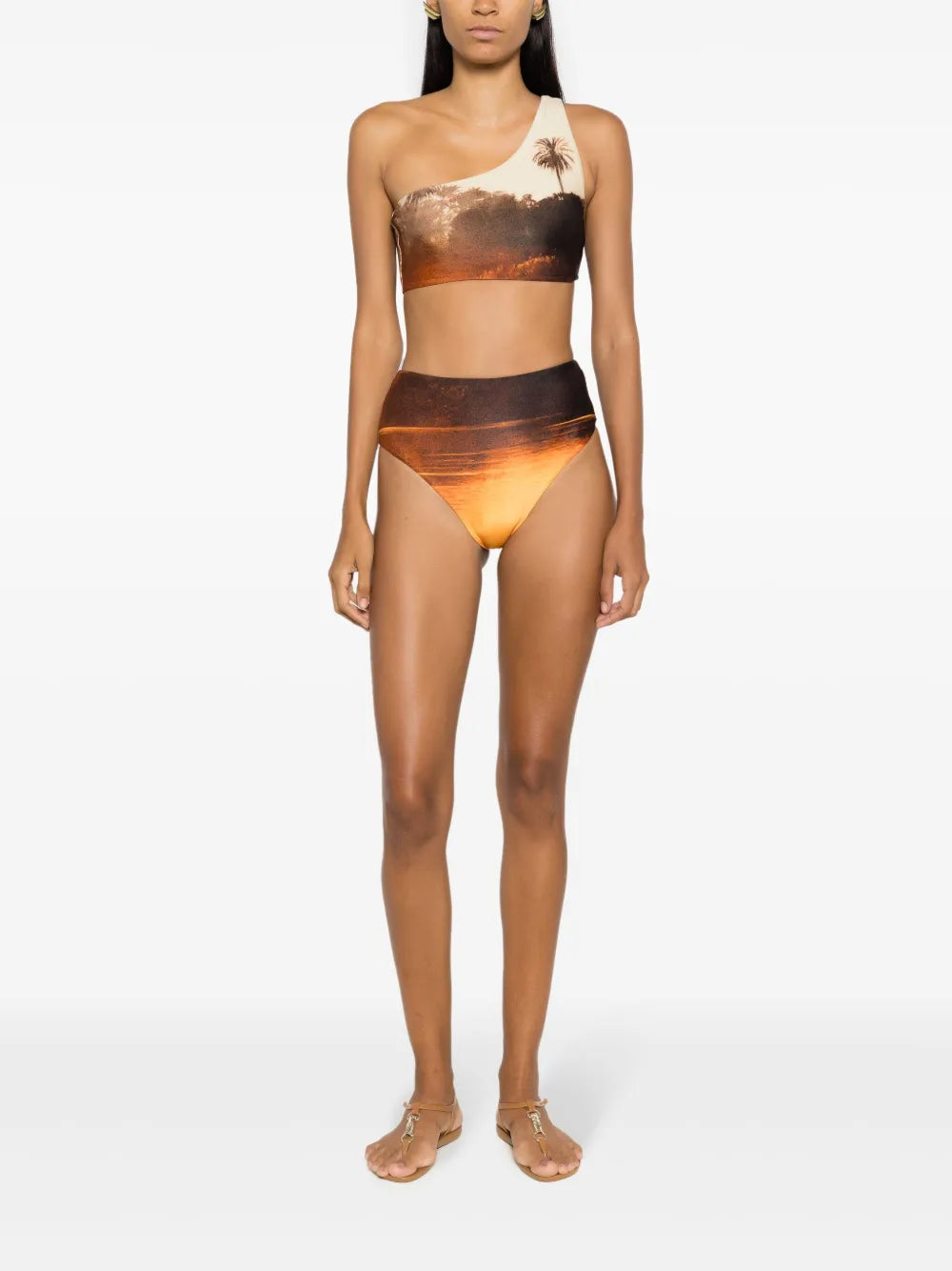 Graphic-Print Bikini Bottoms
