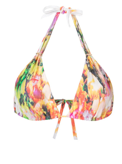 Abstract-Print Bikini Top