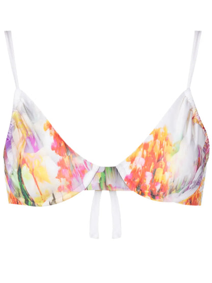 Floral-Print Bikini Top