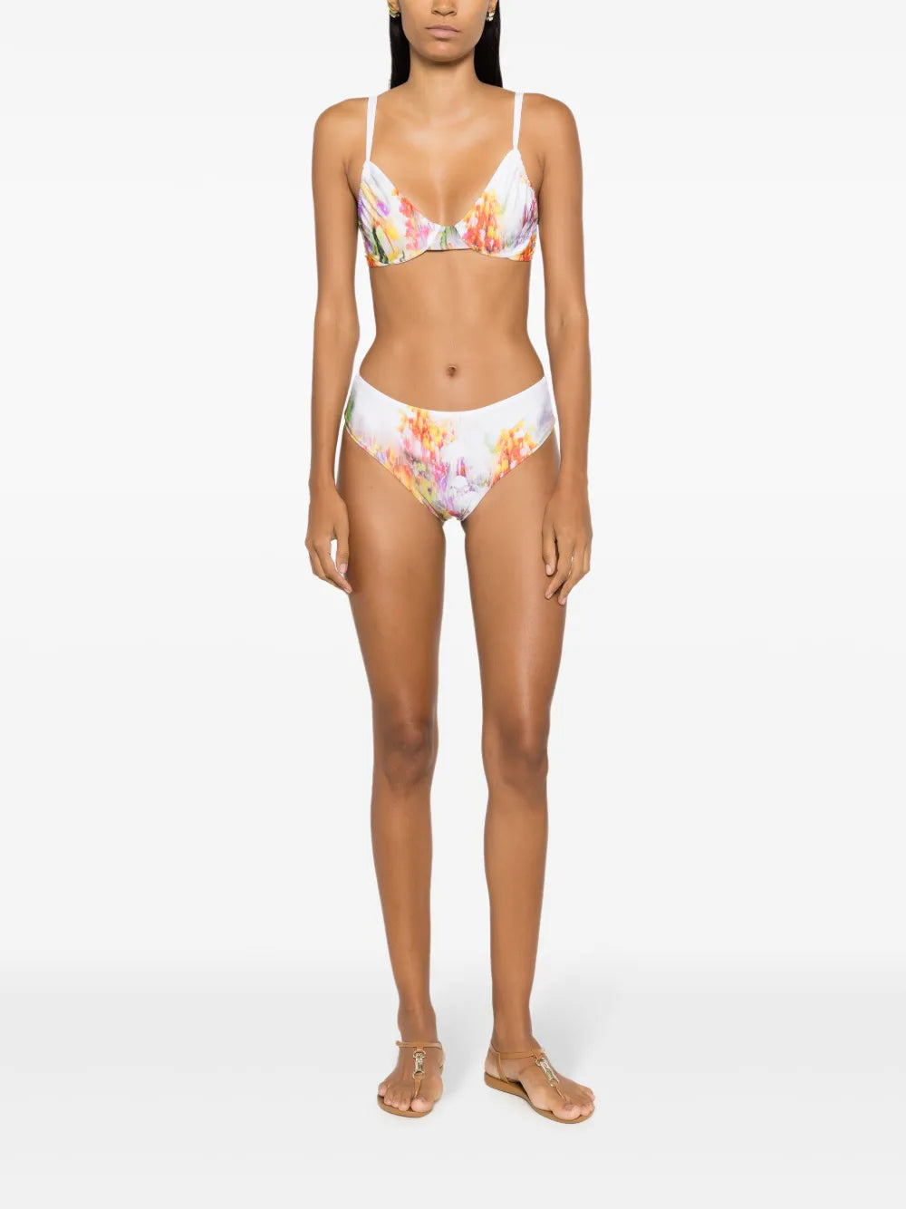 Floral-Print Bikini Top
