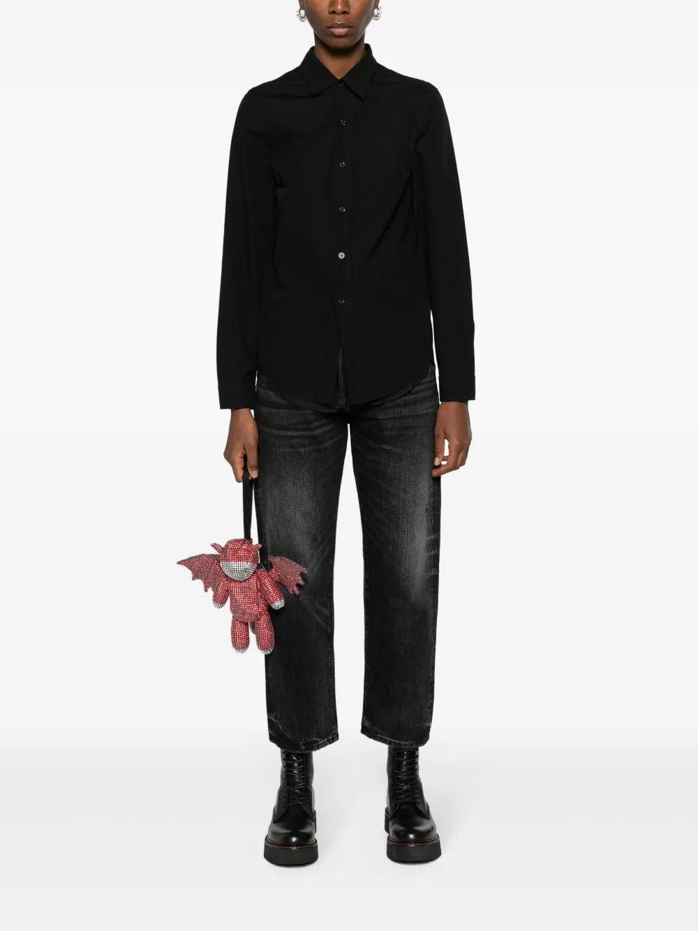 Organza-Panel Cotton Shirt