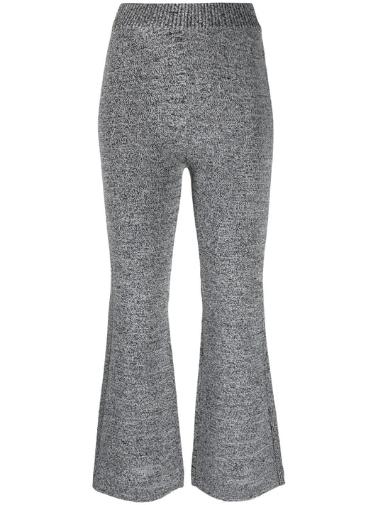 Mélange Cropped Flared Trousers