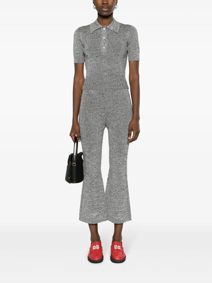 Mélange Cropped Flared Trousers