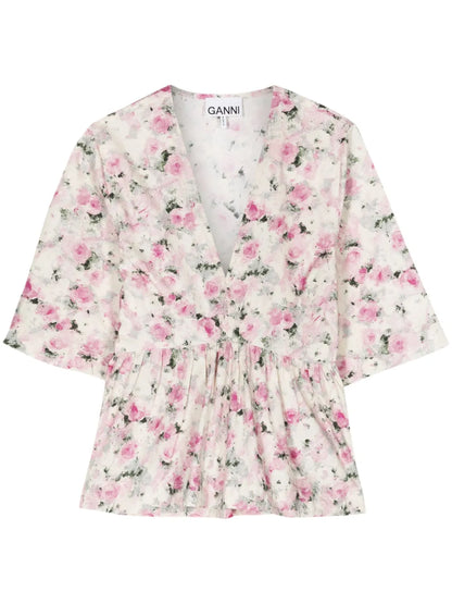 Floral-Print Organic Cotton Blouse