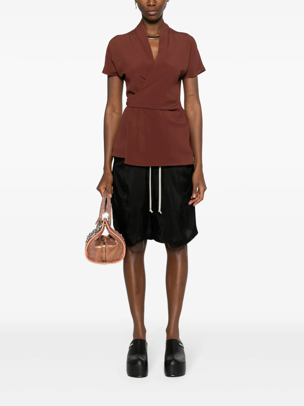 Drop-Crotch Satin Shorts