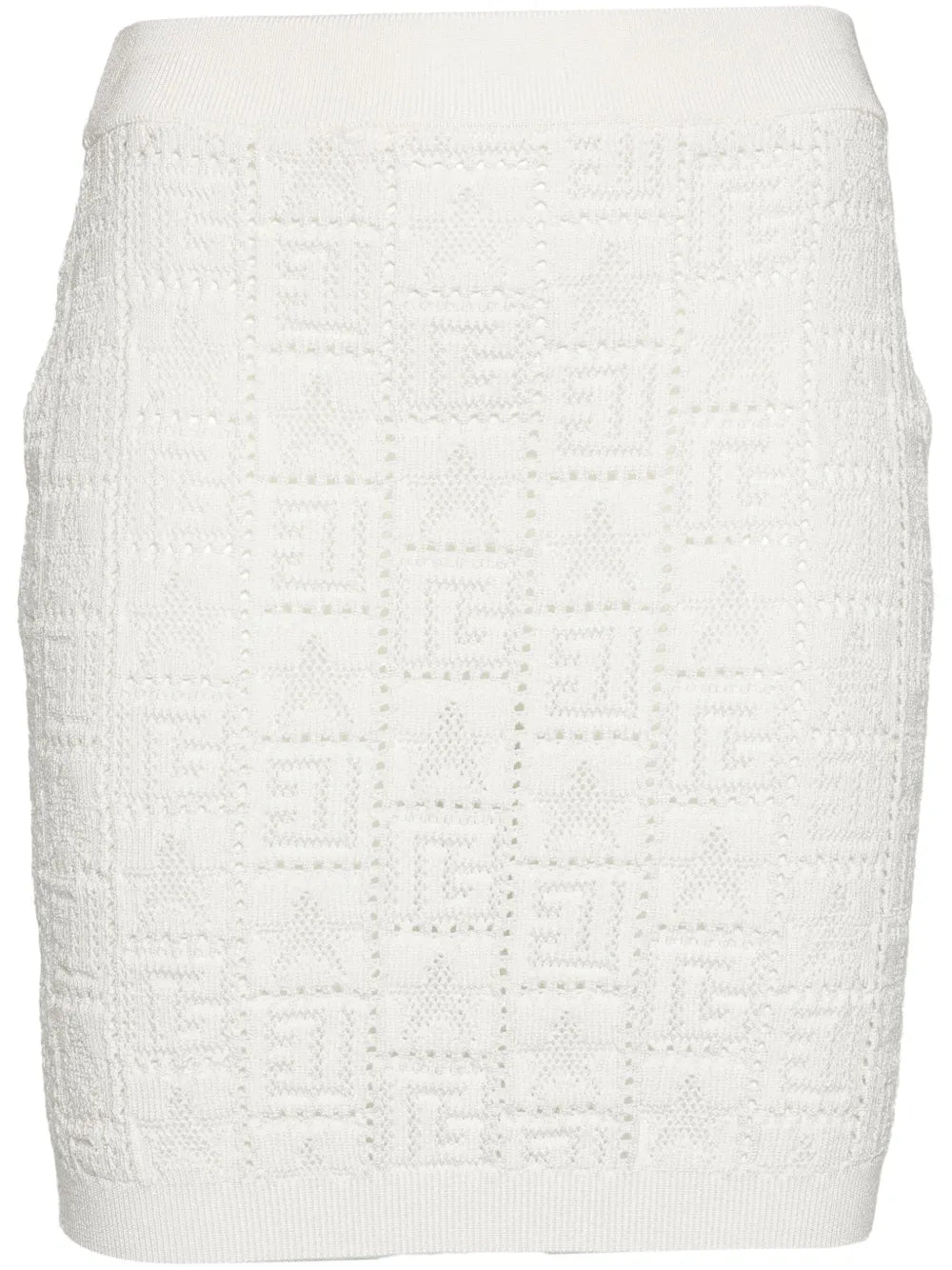 Pointelle-Knit Monogram Miniskirt