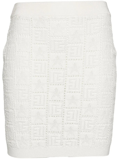 Pointelle-Knit Monogram Miniskirt