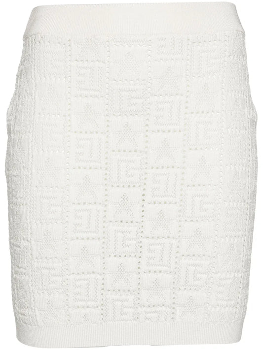 Pointelle-Knit Monogram Miniskirt