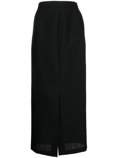 High-Waisted Wool Maxi Skirt