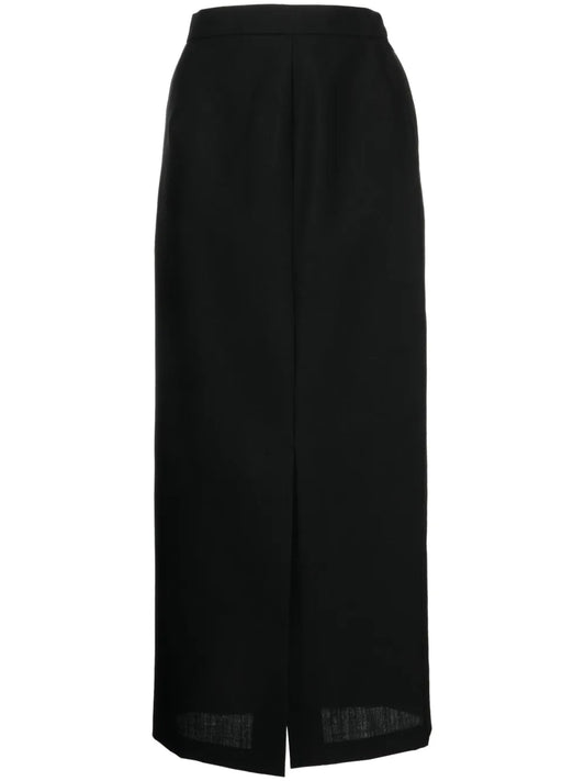 High-Waisted Wool Maxi Skirt