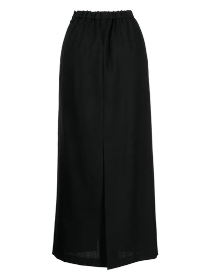High-Waisted Wool Maxi Skirt
