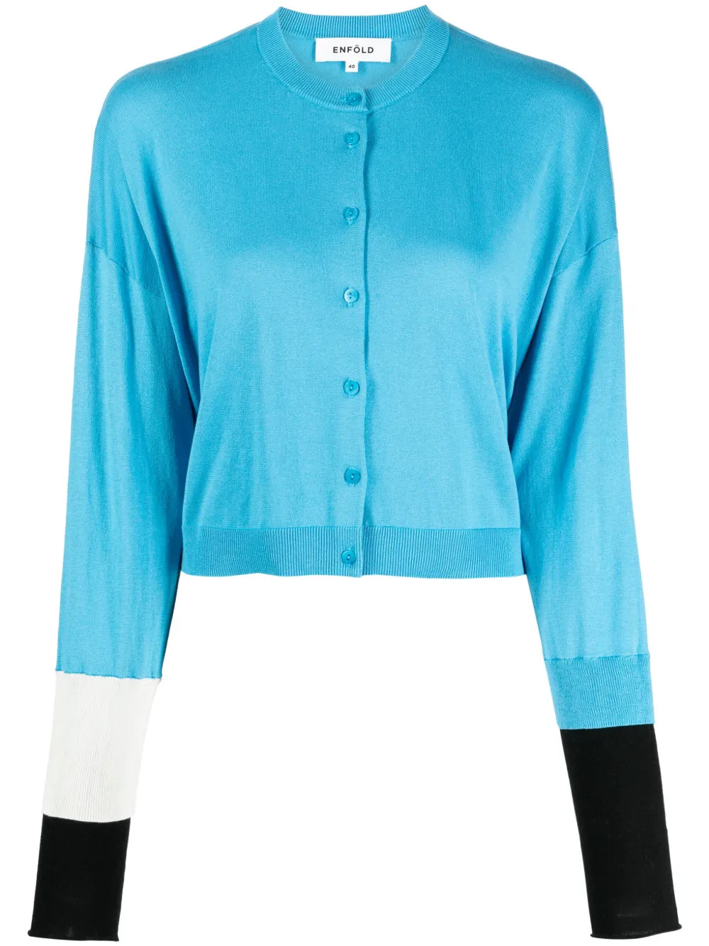 Colour-Block Fine-Knit Cardigan