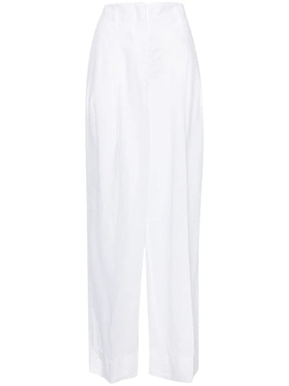 High-Waist Wide-Leg Linen Trousers