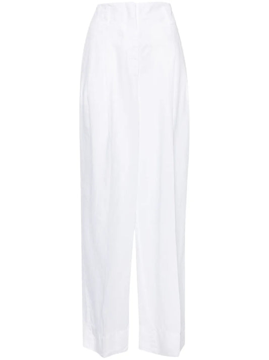 High-Waist Wide-Leg Linen Trousers
