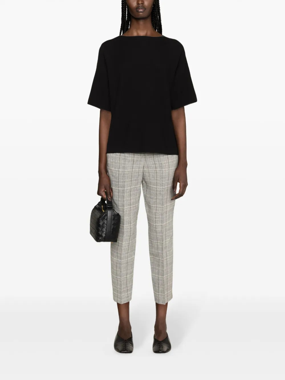 Plaid-Check Cropped Trousers