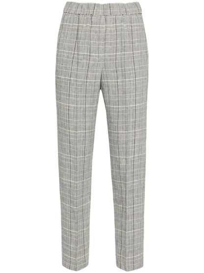 Plaid-Check Cropped Trousers