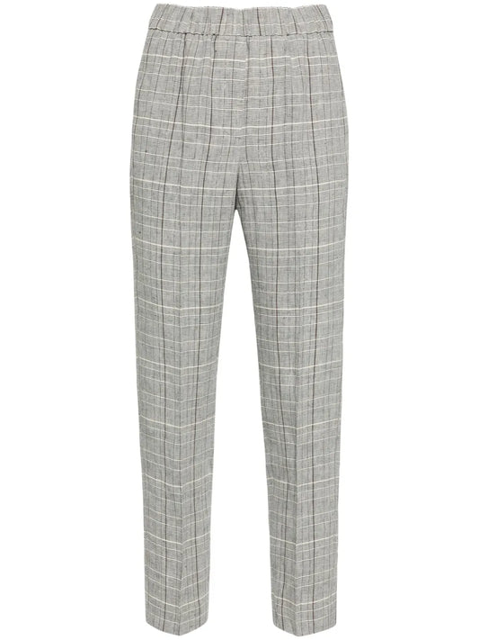 Plaid-Check Cropped Trousers