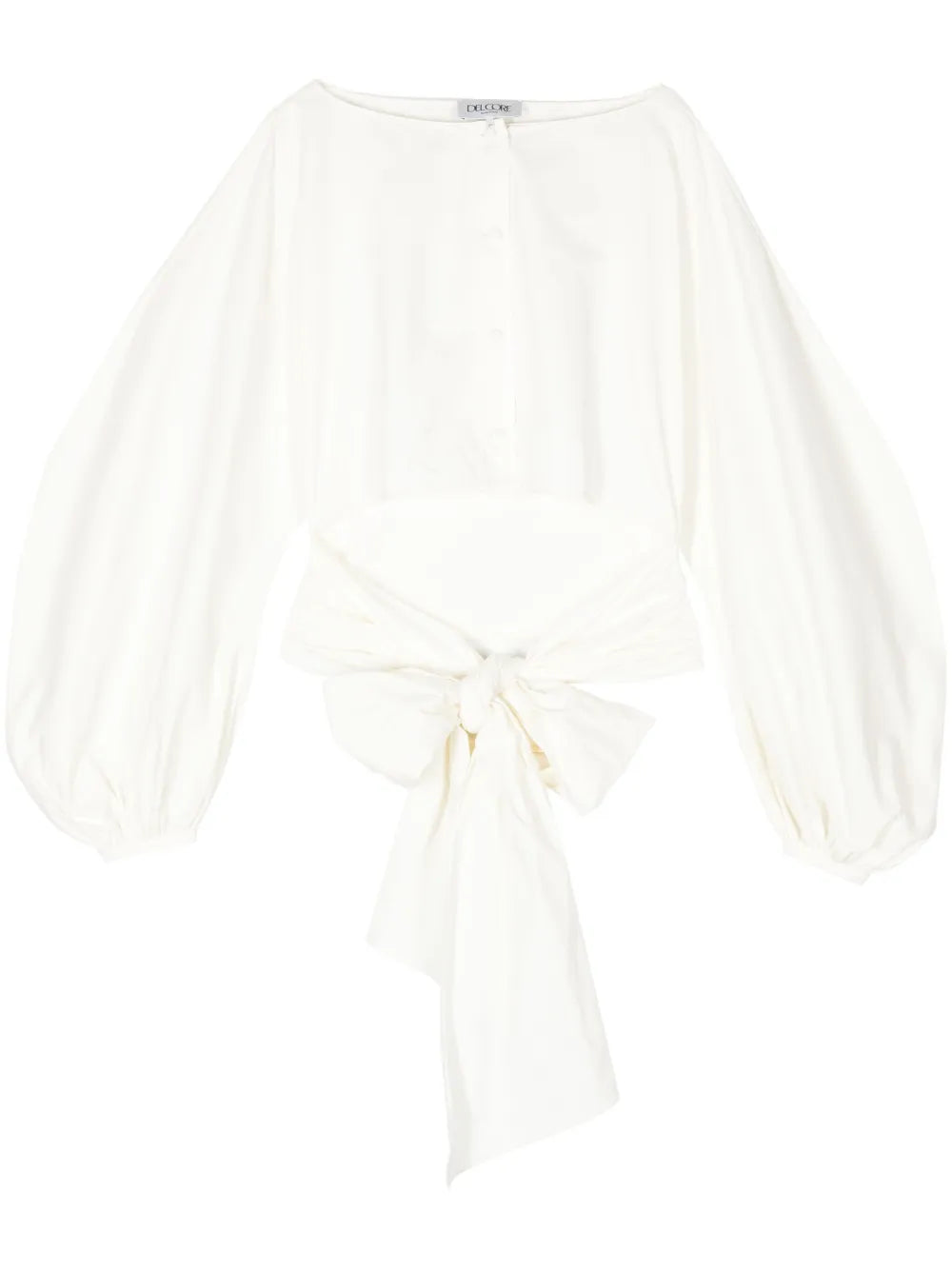 Boat-Neck Tie-Waist Poplin Top