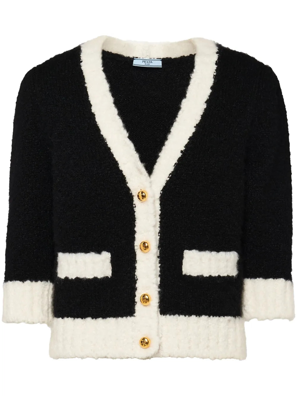 Contrast-Trim Cashmere-Silk Cardigan