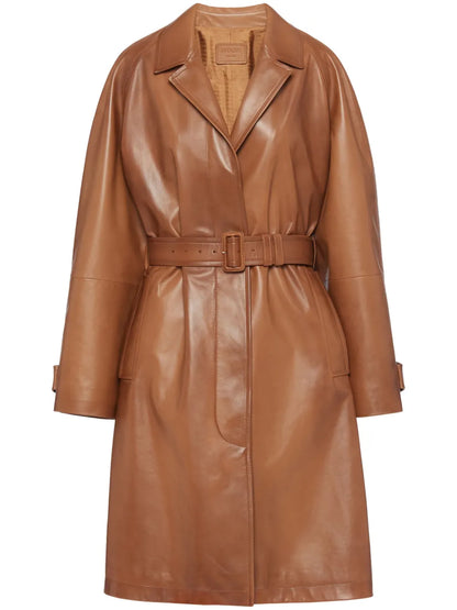 Belted Leather Trench Coat