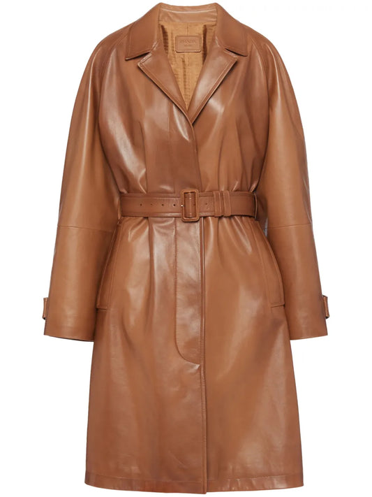 Belted Leather Trench Coat
