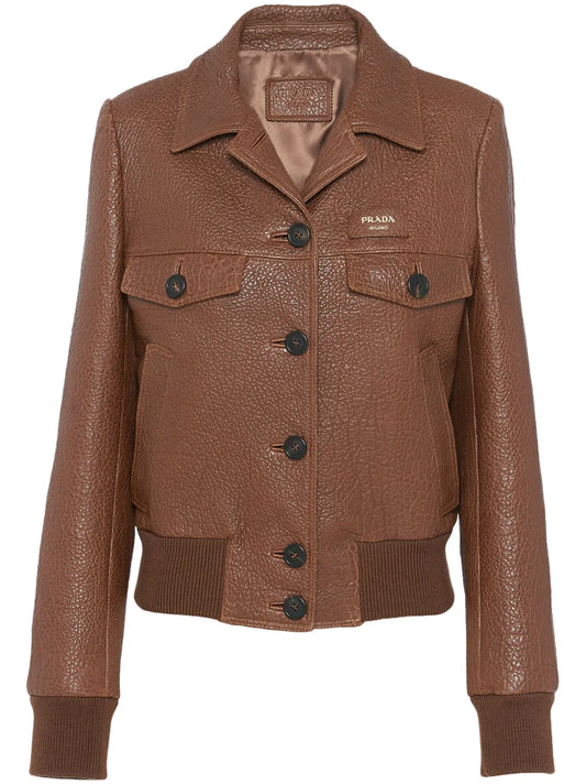 Crocodile-Embossed Leather Jacket