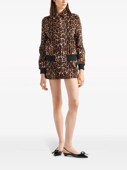 Animal-Print Shearling Miniskirt