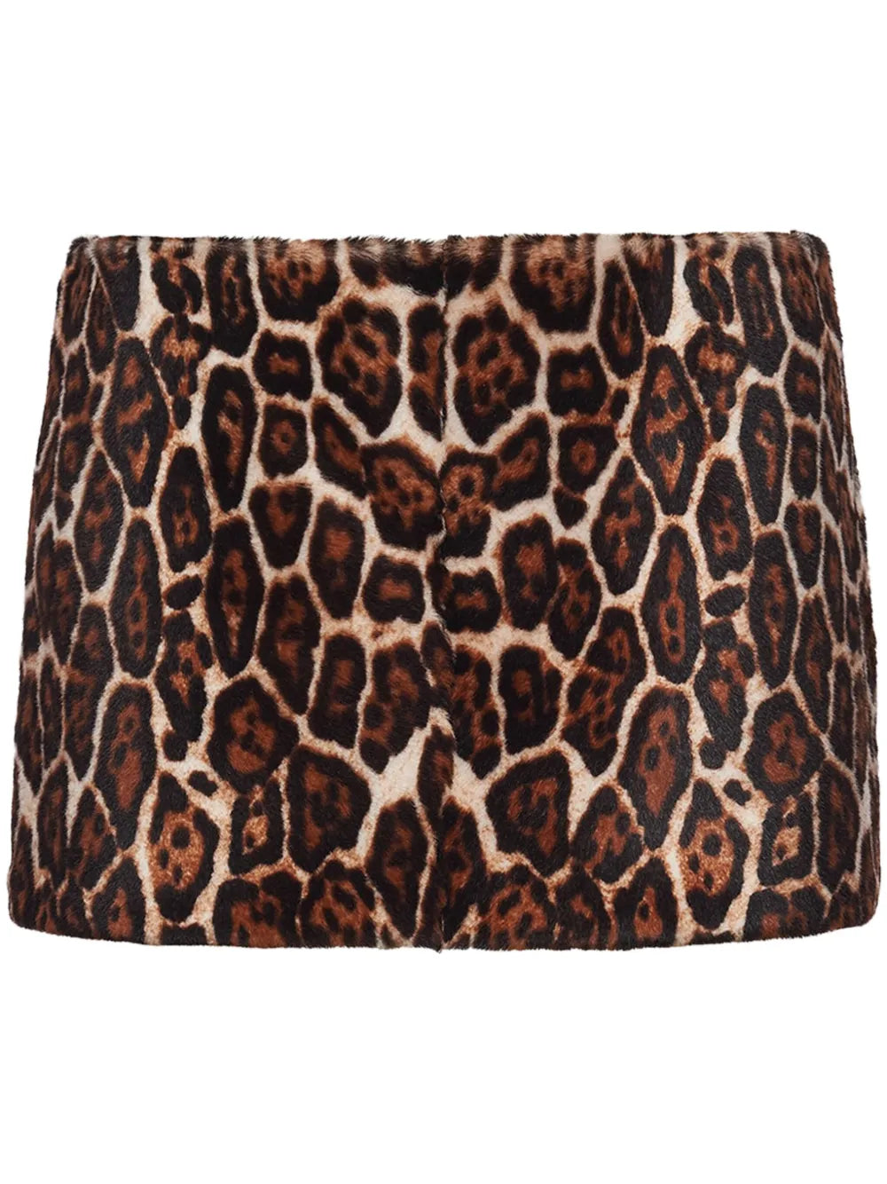Animal-Print Shearling Miniskirt