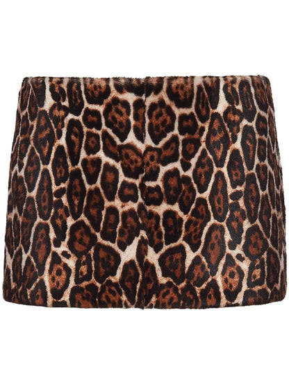 Animal-Print Shearling Miniskirt