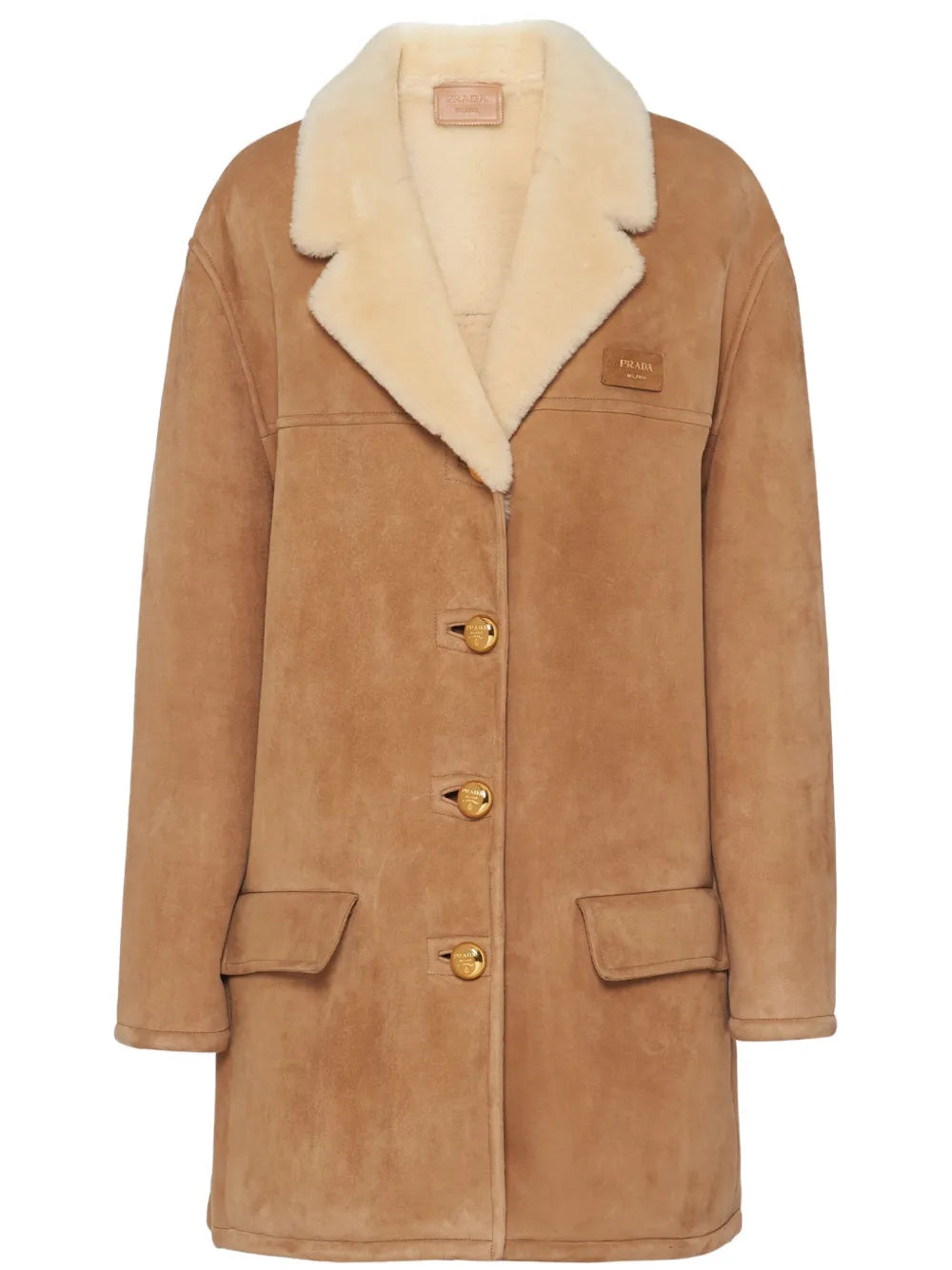 Shearling-Trim Suede Coat