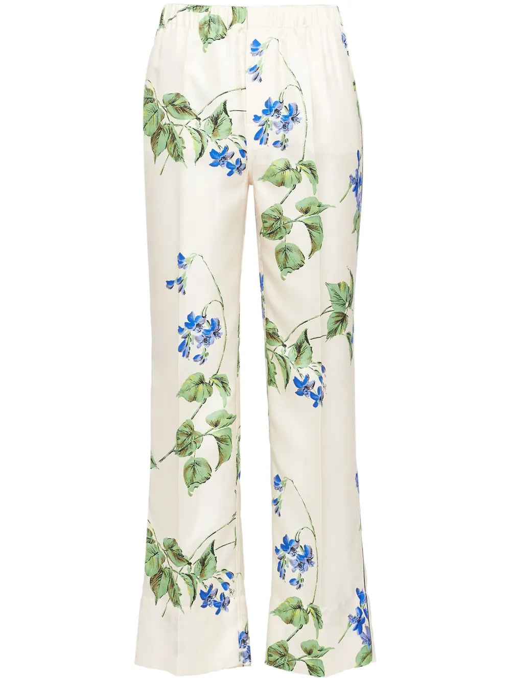 Floral-Print Twill Trousers