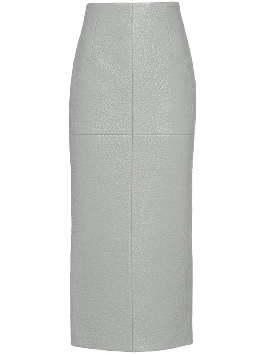 Nappa-Leather Midi Skirt