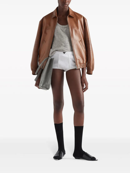 Triangle-Logo Nappa Leather Jacket