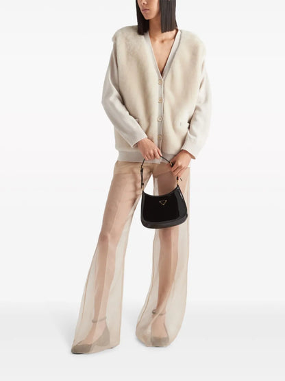 Shearling-Panel Cashmere Cardigan