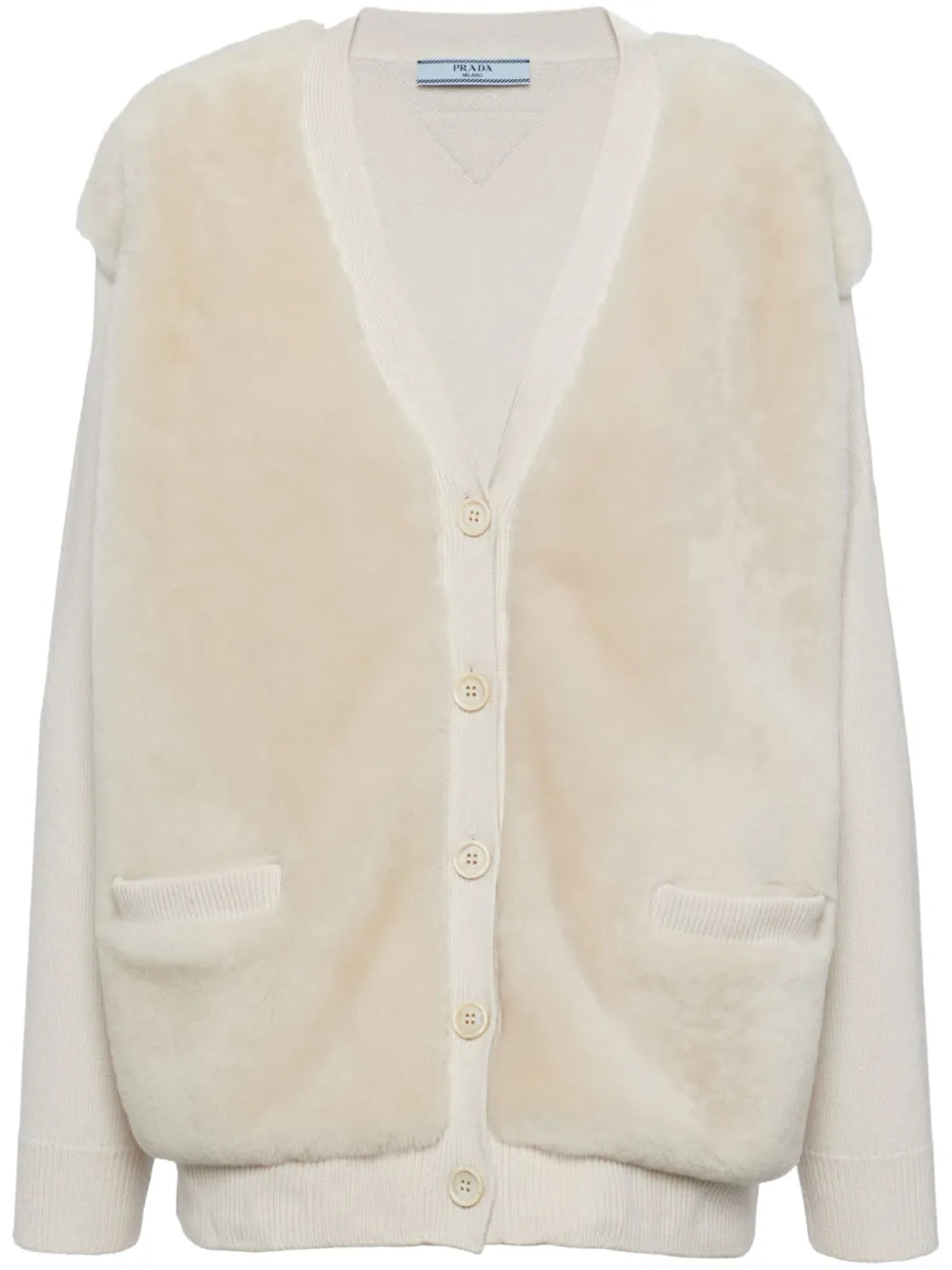 Shearling-Panel Cashmere Cardigan