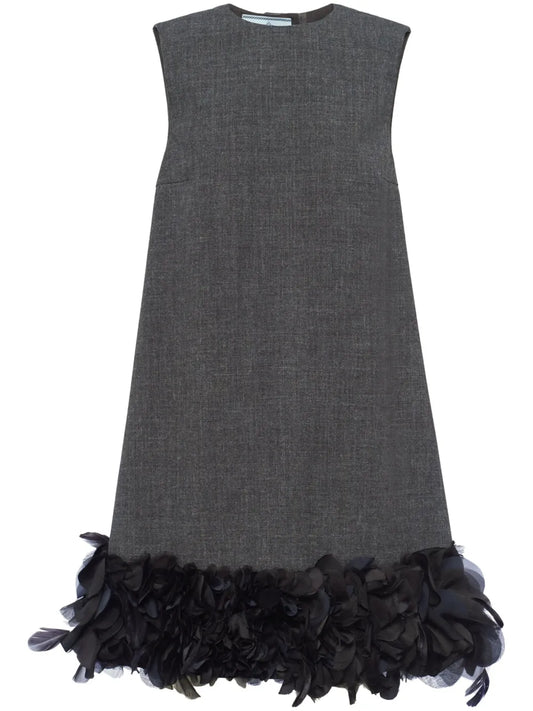 Feather-Detail Mini Dress