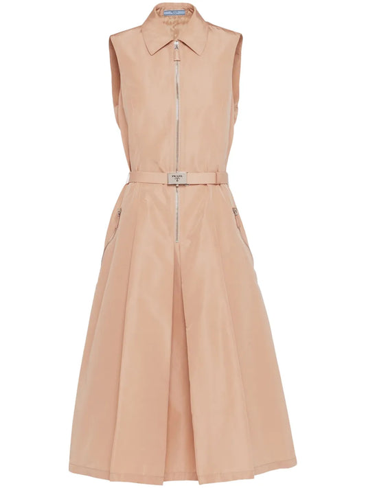 Belted-Waist Midi Dress