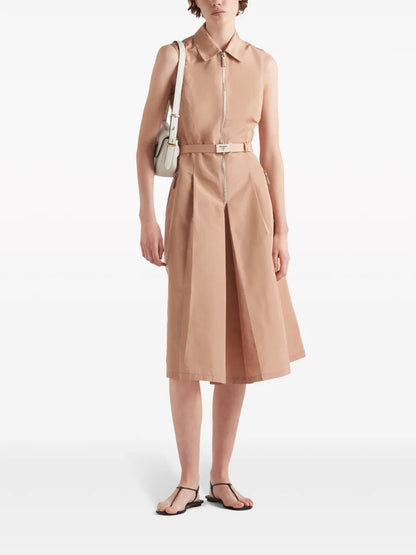 Belted-Waist Midi Dress