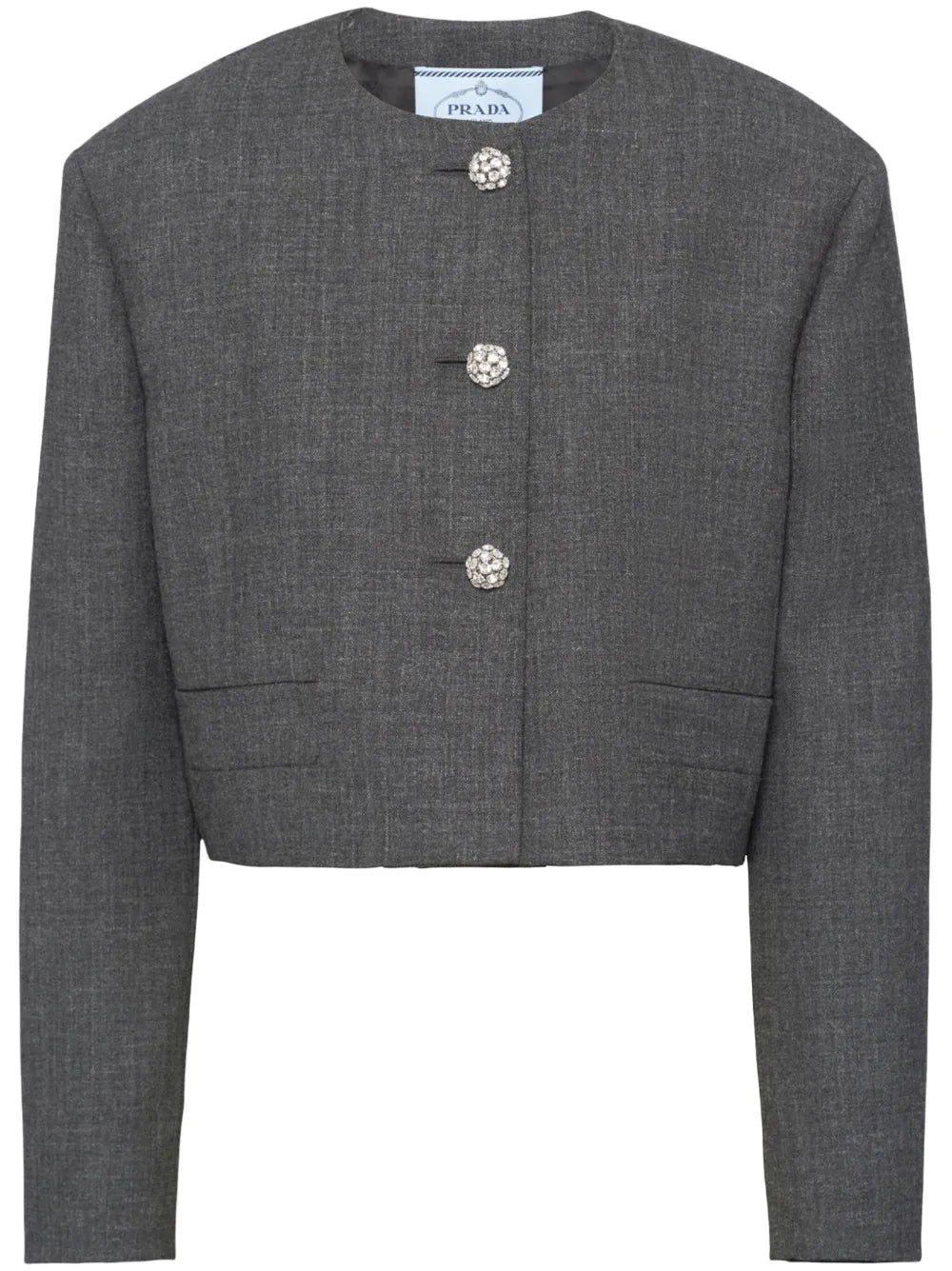 Crystal-Buttons Cropped Jacket