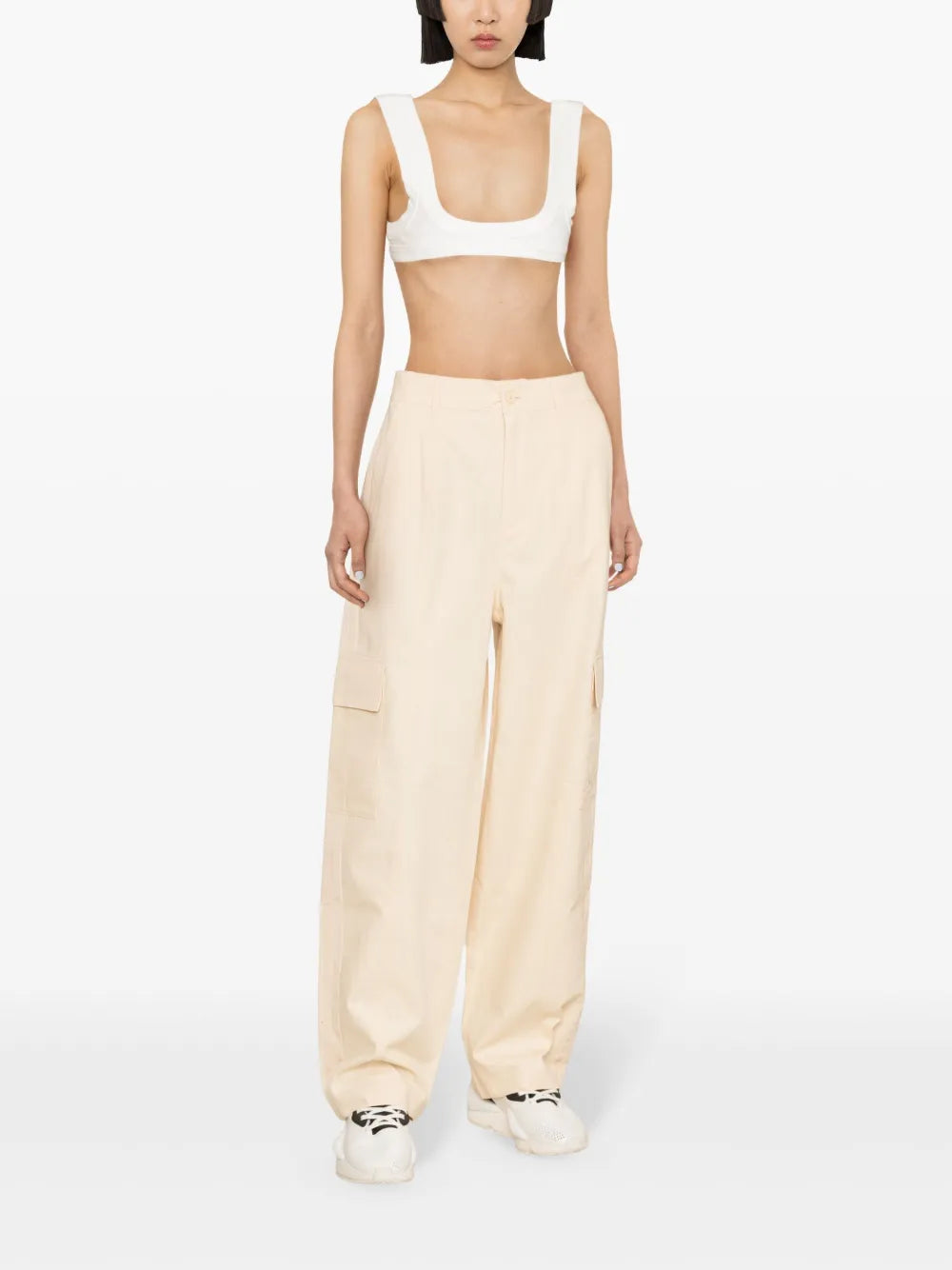 High-Waist Ripstop Cargo Trousers