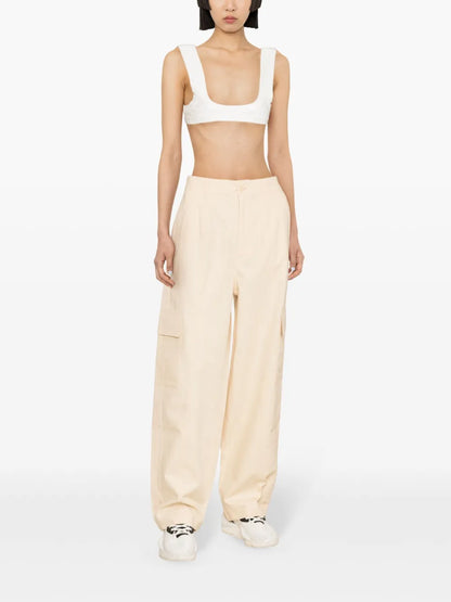 High-Waist Ripstop Cargo Trousers