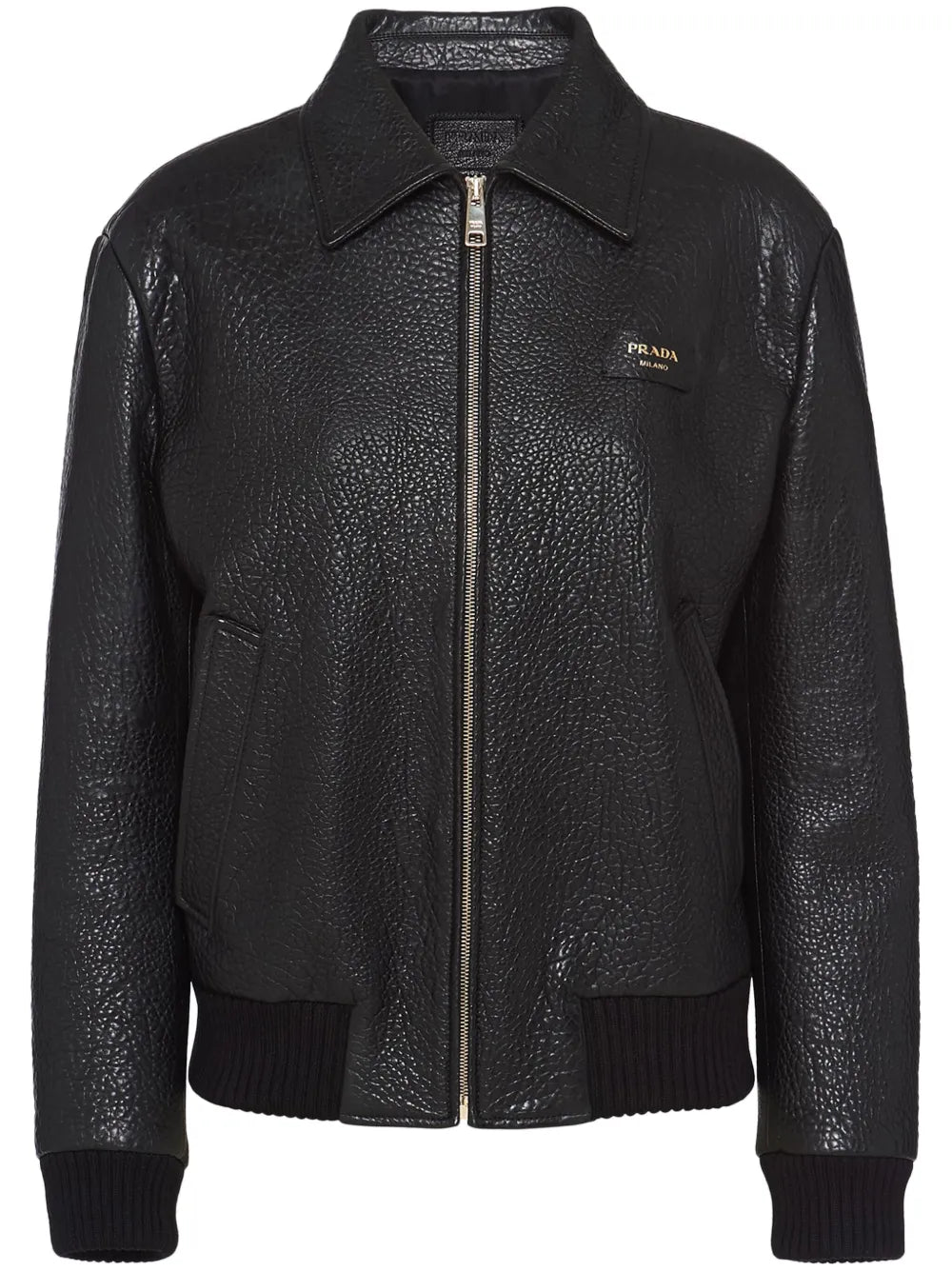 Crocodile-Embossed Leather Jacket