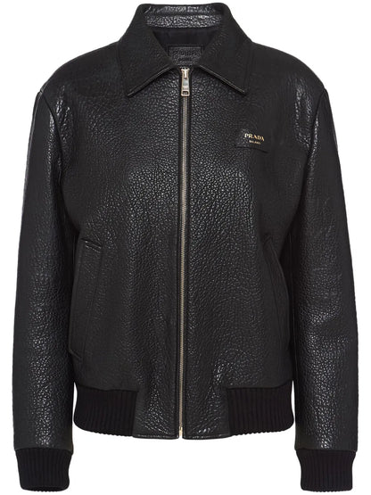 Crocodile-Embossed Leather Jacket