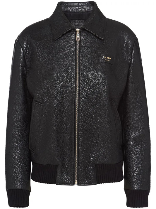 Crocodile-Embossed Leather Jacket
