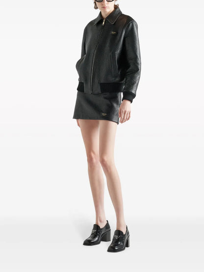 Crocodile-Embossed Leather Jacket
